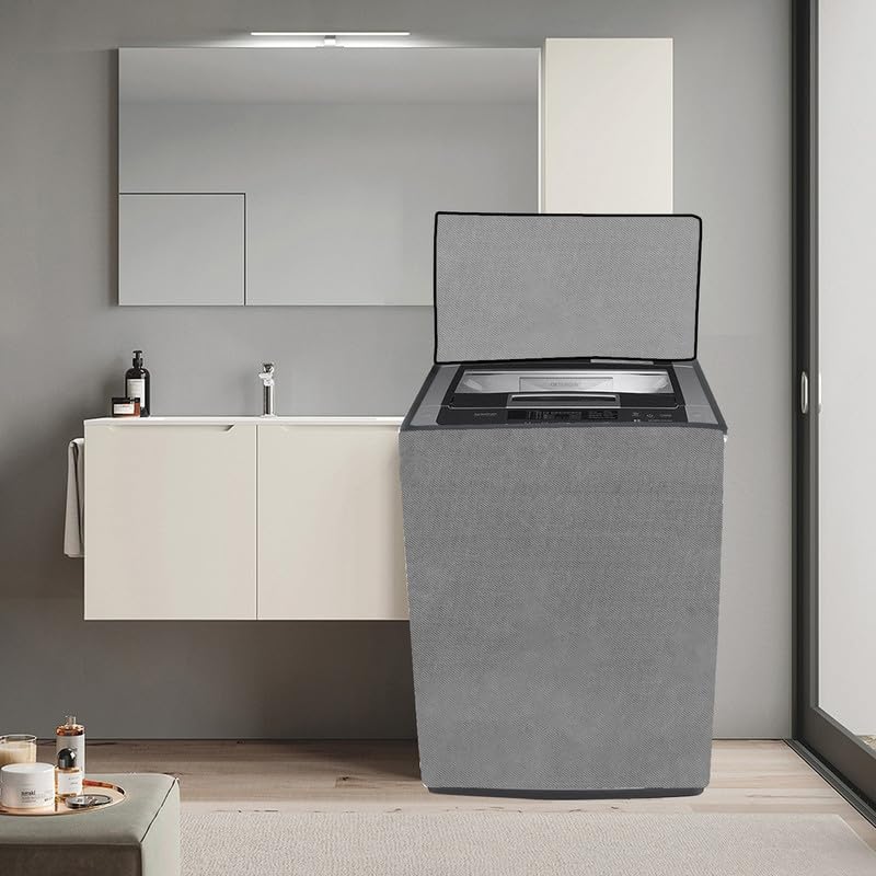 Image of Polyester Top Load Washing Machine Cover Suitable For Samsung, Lg, Godrej, Whirlpool 6.5Kg, 7Kg, 7.5Kg, 8Kg, 9Kg, 10Kg, 11Kg, Waterproof Cover, Solid Grey.