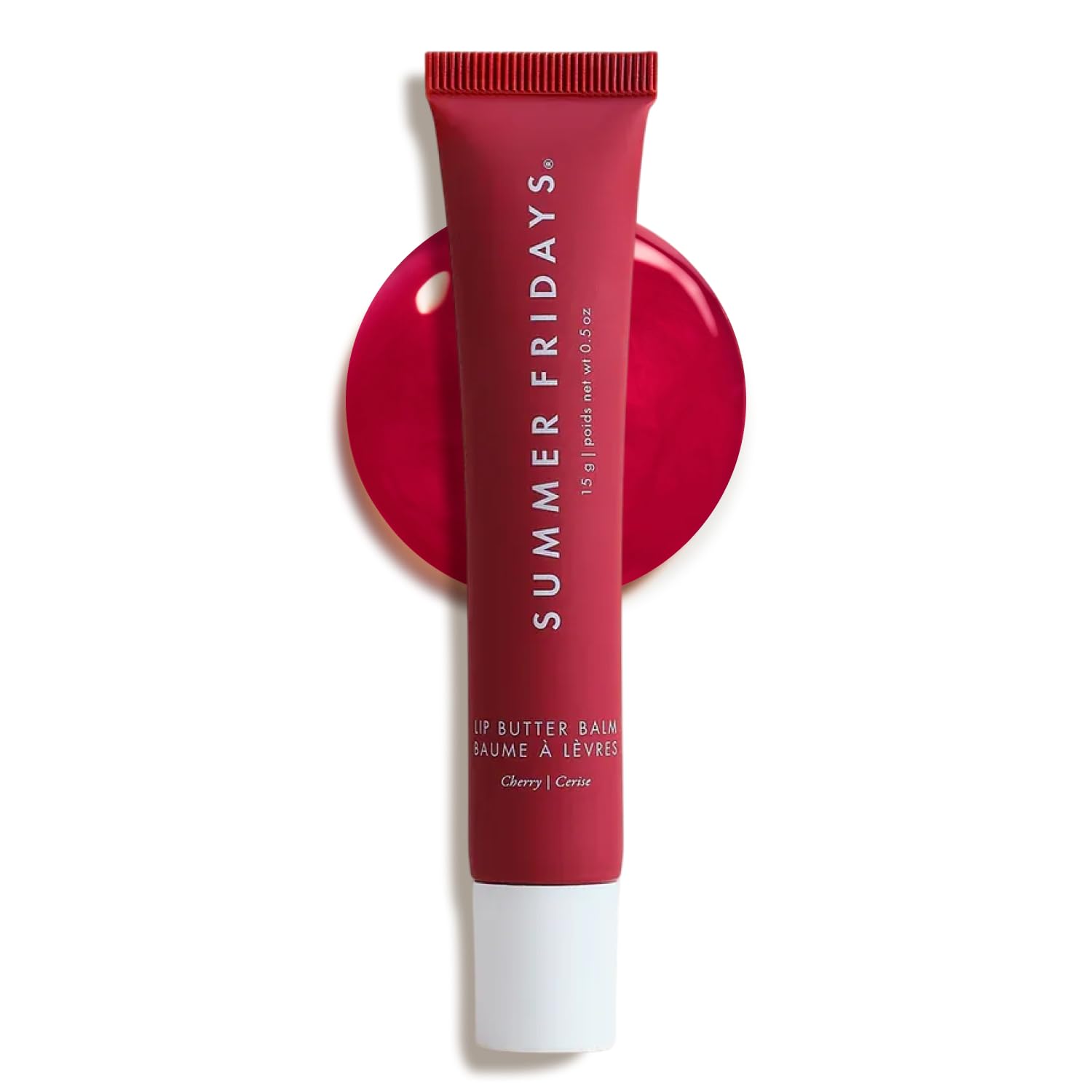Lip Butter Balm - Conditioning Lip Mask and Lip Balm for Instant Moisture, Shine and Hydration - Sheer-Tinted, Soothing Lip Care - Cherry (.5 Oz)