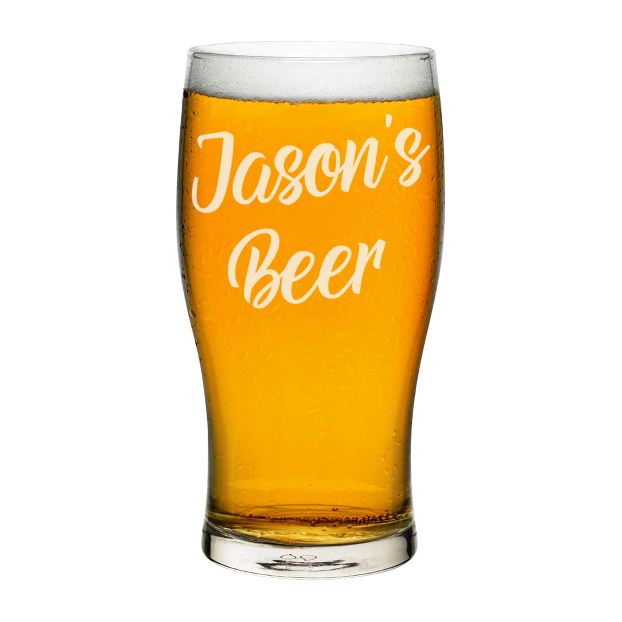 Personalised Pint Glass Tulip Beer Script Any Name Craft Beer Cider Custom Birthday Dad Grandad Father's Day