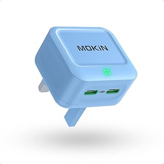 MOKiN 40W USB C Fast Charger Plug, iPhone Charger Super Fast Charger UK, 2-Port USB C Wall Charger Plug for iPhone 14/13/12/11 Pro Max, Apple Watch, iPad Pro/Air, Samsung Galaxy S23/S22 Ultra, Pixel