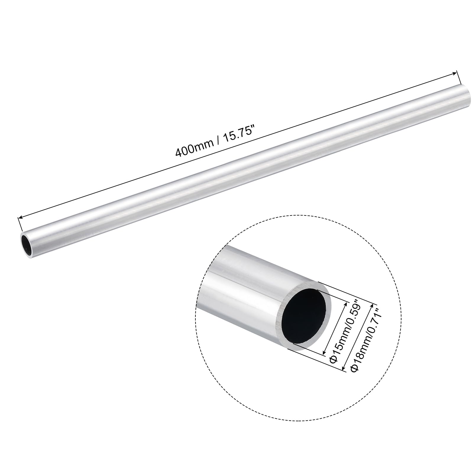Tube Tuyau SOURCING MAP 4Pcs 15mm Diamètre Extérieur 12mm Diamètre Intérieur 300mm Longueur 6063