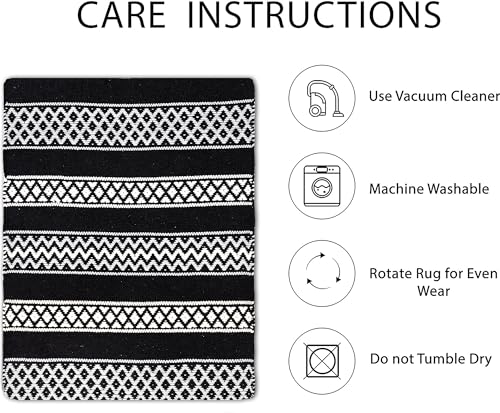 Image of 2x5 ft Cotton Runner Rug - Washable Carpet for Hallway, Kitchen & Balcony with Minimalist Vibe