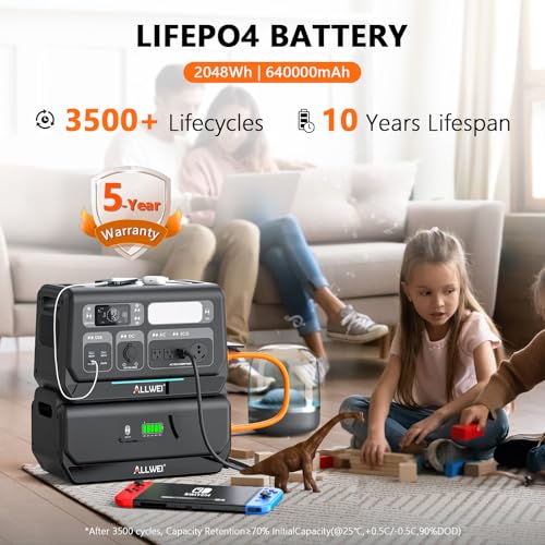 ALLWEI-Portable-Power-Station-2400W-2048Wh-LiFePO4-Expandable-to-10240Wh-Solar-Generator-with-UPS-Full-Charge-in-15Hrs-4-AC-Outlets-Battery-Generator-for-RV-Outdoor-Home-Backup-Power-Outage