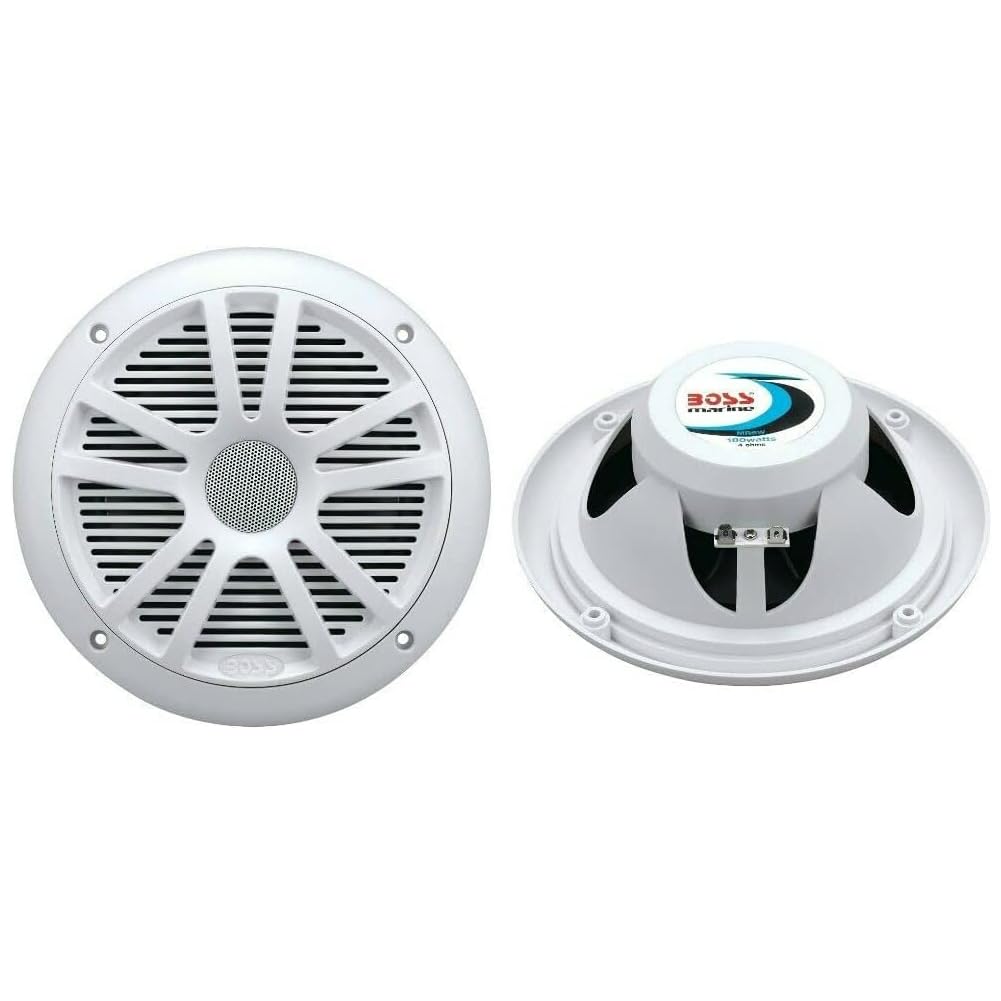 Kit Set para Boss Audio Systems MG150W.6: Receptor Bluetooth MGR150B, Altavoces MR6W 16,5 cm 6,5" 90 vatios rms 180 vatios máx, Resistente al Agua, para Mar, Barco