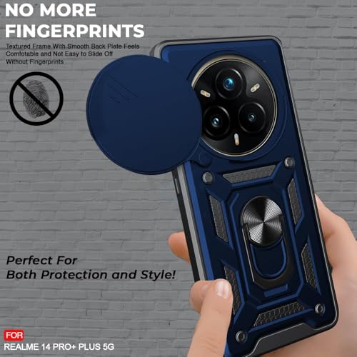Image of AIBEX Back Cover for Realme P3 Pro 5G / Realme 14 Pro Plus 5G | D10 Tough Armor Case | Sliding Camera Shield | 360 Protection | Kickstand Ring Holder | Military-Grade Shockproof Bumper Case