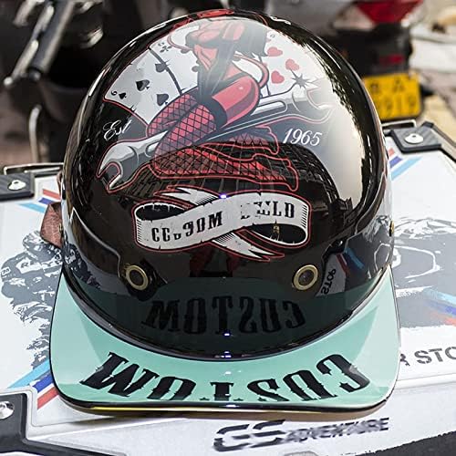 LBZHBHE Half Shell Skull Cap Helmet, Retro Baseball Cap Style Motorcycle Half Helmet Men & Women Vintage Scooter Open Face Crash Jet Helmet Lightweight Moped Street ATV Helmet DOT Certified, X-Large