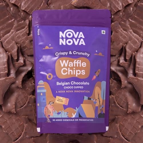 Image of NOVANOVA - Waffle Chocolate Chips - Belgian Choco Dipped |, 100% Eggless | No Preservatives & No Artificial Color | Freshly Baked For Your Order | Pack Of 1, 200 Gram