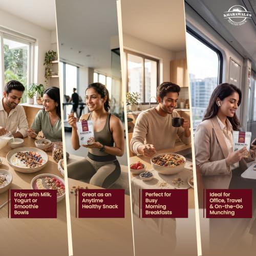 Image of KHARAWALA'S Breakfast Mix - Pack of 9 (200gm Each) | Fusion of Roasted Pumkin Seed, Almonds, Pecan Nuts, Hazelnut, Cranberry & Black raisins