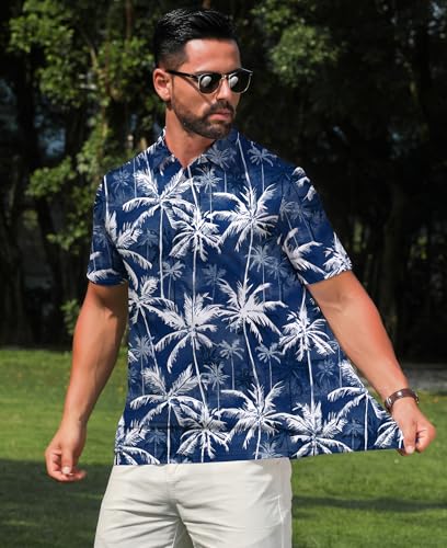 zeetoo Men's Polo Shirts Hawaiian Golf Polos Shirts Short Sleeve Performance Moisture Wicking Mens Golf Shirts4