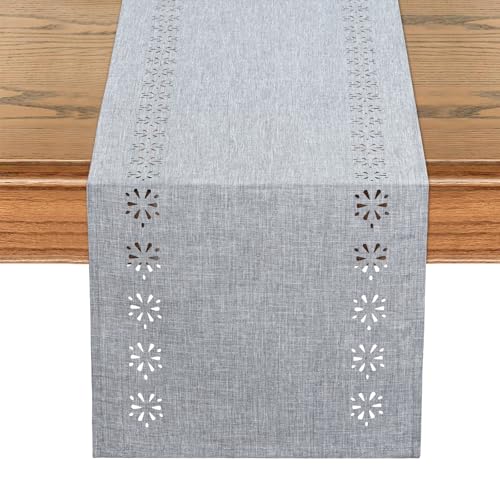 LOMOHOO Table Runner Grey 32x180cm Long Modern Table Runners, Table Runner Rustic Table Runners for Dining Table Farmhouse Wedding Holiday Party Coffee Table Christmas Decorations