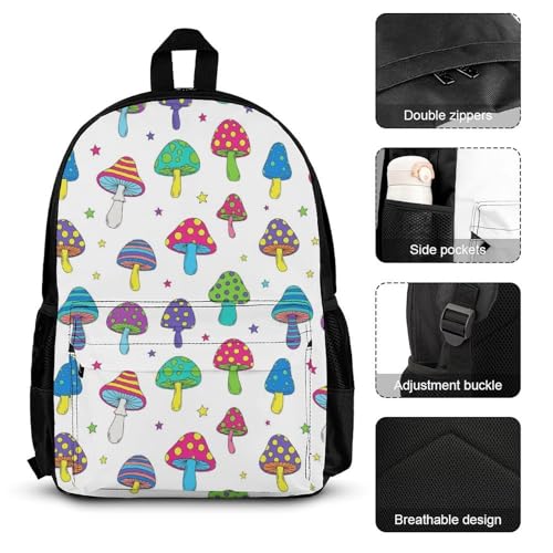 AMRANDOM Backpack Lunch Bag Backpack Set of 3 Daypack Rucksack (Mushroom)3