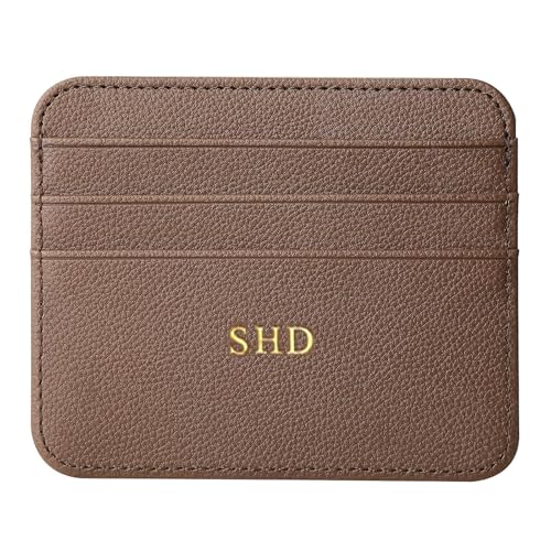Personalized Credit Card Holder Wallet for women, Custom Gold Silver Initial letters Cute PU Leather Ultra Minimalist Wallet, Thin Slim Card Case Protector, Business Front Pocket Wallets for Men - 9