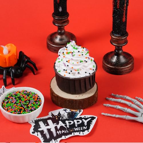 Sujoygar Halloween Streusel 130g, Zuckerstreusel Tortendeko, Essbare Zucker-Perlen in Schwarz & Orange, zum Verzieren von Torten, Cupcakes Deko, für Halloween Hochzeiten Geburtstage