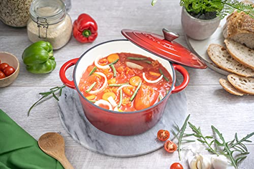 Cast Iron Pot with Lid – Non-Stick Ovenproof Enamelled Casserole Pot – Sturdy Dutch Oven Cookware – Red, 4.7L, 24cm – by Nuovva - Image 3