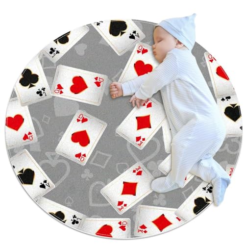 Tapis de salle de bain imprimé cartes et camomille rond 1 m de diamètre