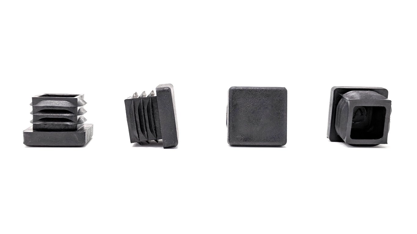 Keay Vital Parts Black 20X20mm Square Ribbed Plastic Insert Plugs End Caps Made In Germany (Pack Of 8, See Second Image For Dimensions).