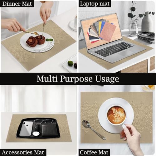 Image of Amazon Brand - Umi PVC Vinyl Wave Design Placemat ST10002TH - Heat Resistant, Wipe Clean, Anti-Skid Table Mats for Dining Table, KitchenHome Decor (30x45 CM Gold Set of 6)