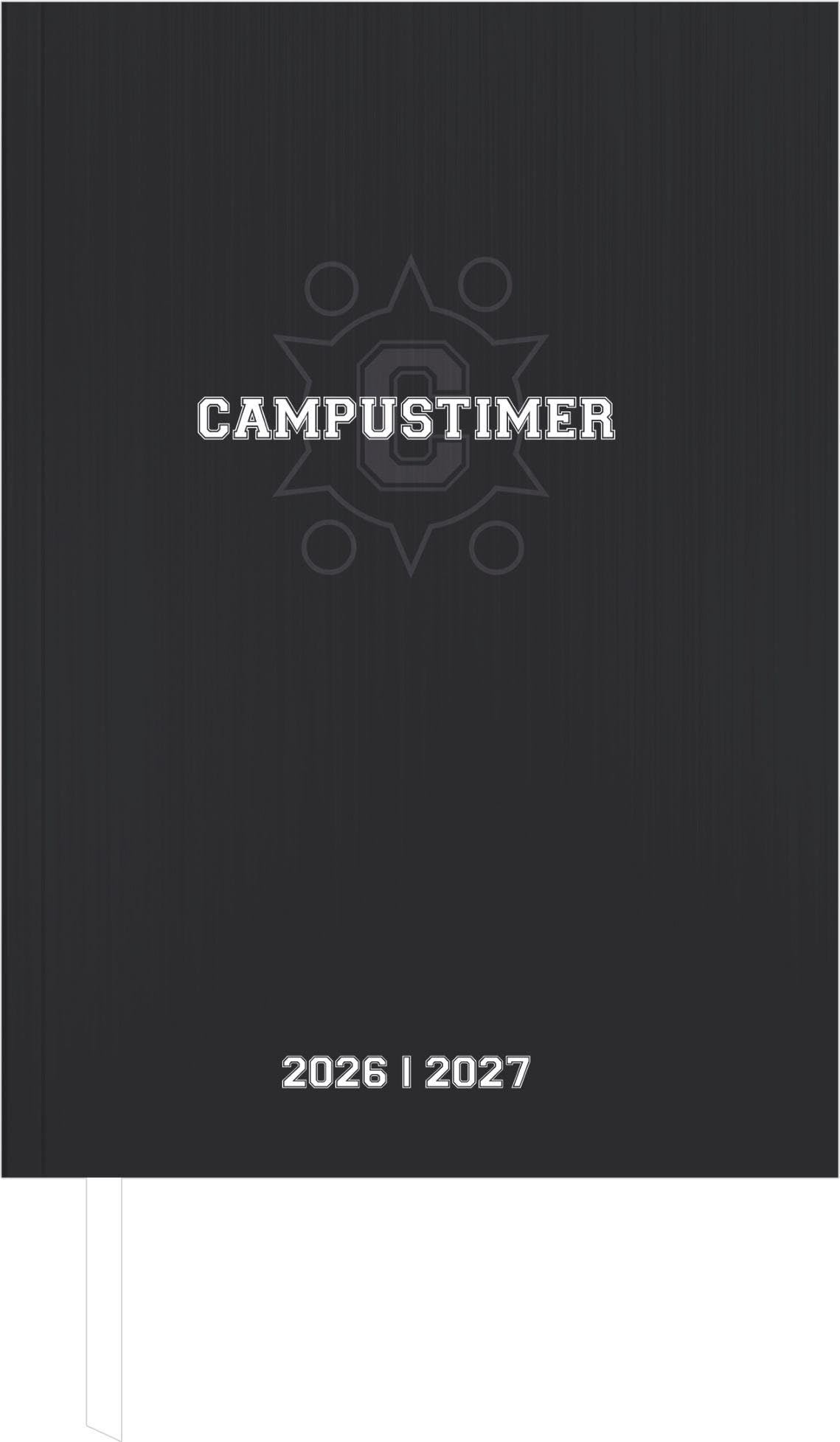 Campustimer Black 2027: Semesterplaner A5 (14,8x20,8 cm) - Wochenplaner mit Notizseiten, 4-sprachigem Kalendarium & Leseband, für Schüler & Studenten