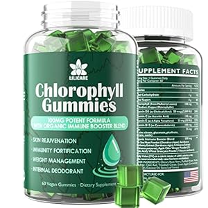 Sugar Free Chlorophyll Gummies – with Unfiltered ACV, Sea Moss & Elderberry, Echinacea, Vitamin D3,C,E,B12 – Energy…