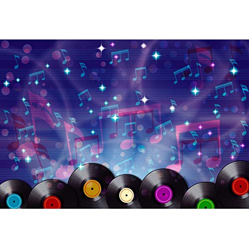 Leyiyi Discoparty Dance Hall Nightclub Carnival Backdrop 7x5ft Photography Backdrop Old Record Musical Note Stave 70s 80s 90s Theme Personal Portraits Studio Props