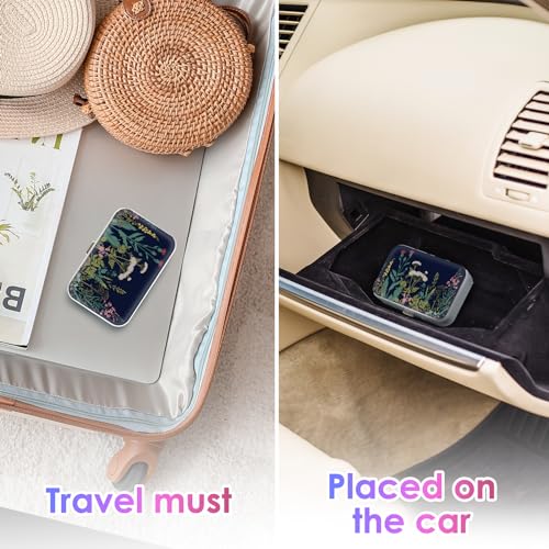 Image of Dental Floss Portable Case, Easy to Store Floss Picks of Various Sizes, Portable Dental Floss Dispenser is Perfect for Travelling, Hotels, Dinners, Appointments.Black Flower