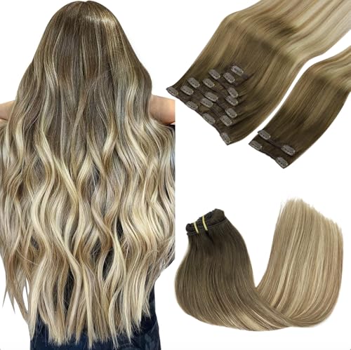 GOO GOO Clip in Hair Extensions Real Human Hair, Remy
