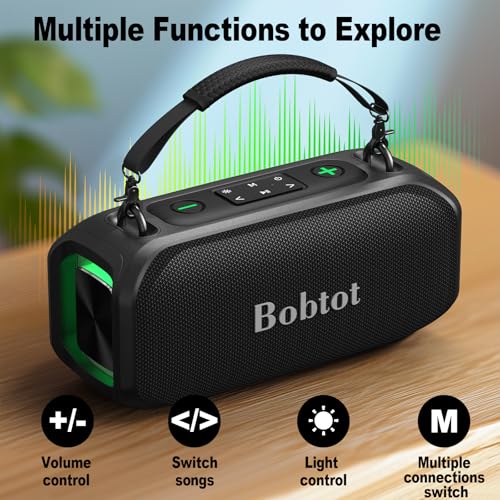 Bobtot Portable Bluetooth Speaker with 2 Wireless Microphones 40W Peak Outdoor Speaker IPX5 Waterproof Speaker with Handle Stereo Loud Sound, 8000mAh Battery for Kids, Home & Outdoor Party