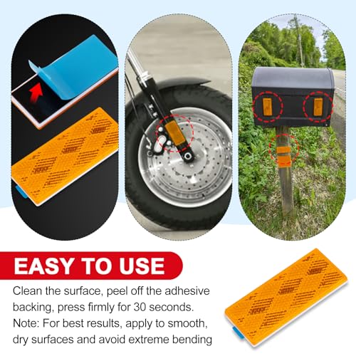 Image of 2pcs Rectangle Reflectors, High Reflectivity Stick On Safety Markers Yellow | Durable PVC plastic, 3M self-adhesive backing, high reflective widely apply for motorcycle, bike, garage doors vehicle safety