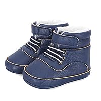 LACOFIA Baby Boys Booties Cowboy Anti-Slip First Walkers Shoes Warm Infant Winter Snow Boots Navyblue 6-12 Months