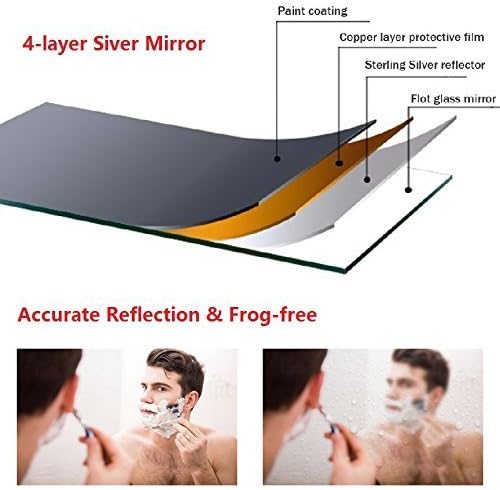 Miniatura 3 de Espejo para tocador, para pared, con luz LED y desempañador, de calidad comercial, con retroiluminación atenuable.