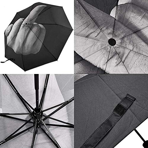Sun-Mall Compact Umbrella,Golf Umbrella,Windproof Travel Umbrella,Black Umbrella,Middle Finger Umbrella,Compact Folding Reverse Umbrella With Case For Gifts #TOP5