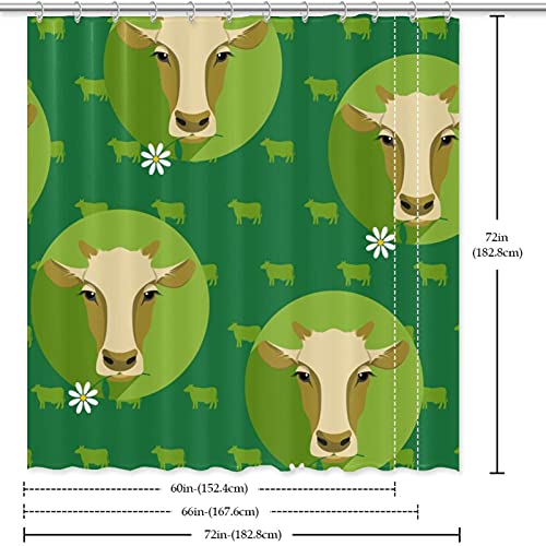 Rideau de douche vache vert grand format 182x182 imperméable - 7