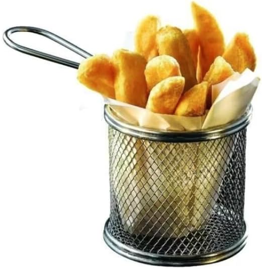 1PC - Mini 18/8 stainless steel fine mesh serving basket 9x9x9cm
