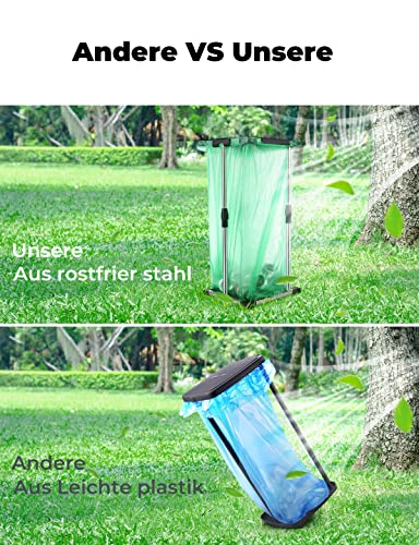 Metall Müllsackständer, 41-71cm Höhenverstellbarer Müllsackhalter mit Deckel, Klemmring und Eckschutz, Stabiler Gelber Sack Ständer für Müllbeutel, Ideal für Zuhause, Wohnmobil und Camping, Schwarz - Image 4