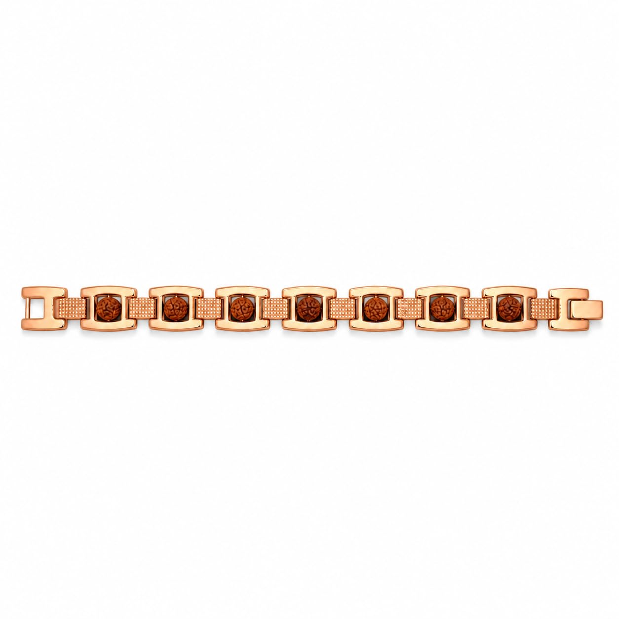 Mahadev blessing Bracelet Rudraksha Beads Rose Gold Stainless Steel Link Bracelet for Men-image-15
