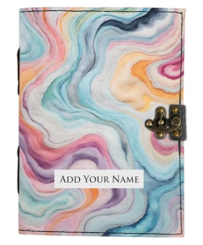 Image of DI-KRAFT Customize Diary with Name with Beautiful UV Prints | Customized Leather Writing Diary Unruled White Paper Journal Personal Notepad Sheets Daily Planner for Gifting (Pattern 1)