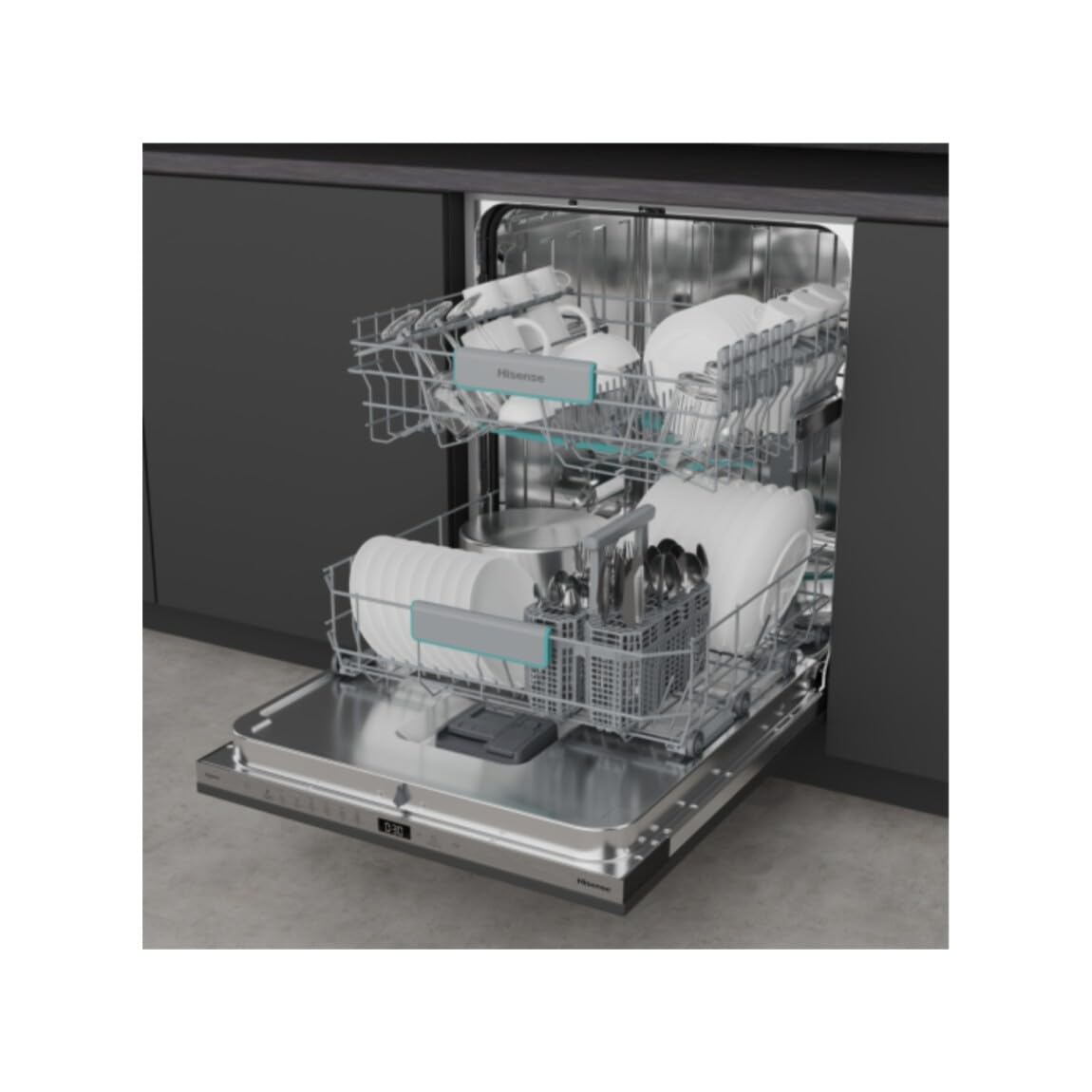 Hisense HV642C65 Lavastoviglie Integrata, 60 Cm, 14 Coperti, Programma Veloce, Ecolavaggio, Classe Energetica C