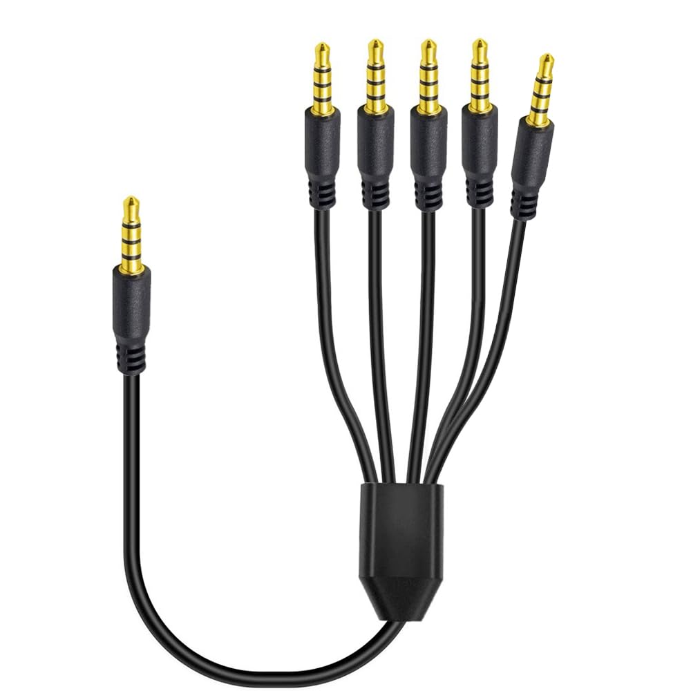 Cable de audio estéreo TRRS de 3,5 mm divisor de 1 a 5 para smartphone y portátil 4
