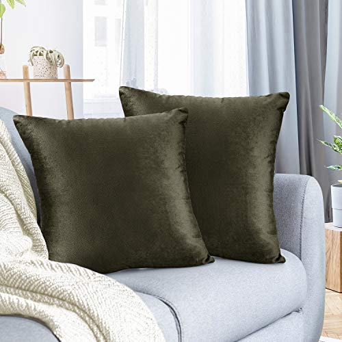 Nestl Housse coussin velours 16 x 16 po khaki ensemble 2