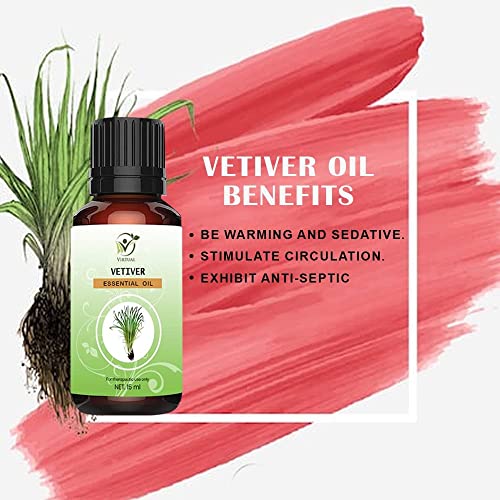 Image of VIRTUAL Vetiver Essential Oil Hair Growth, Hair Fall Control and Nourishment, Skin Care|Natural Therapeutic Grade|Organic 100% Pure, Natural, Long-lasting Aroma(15 ml)