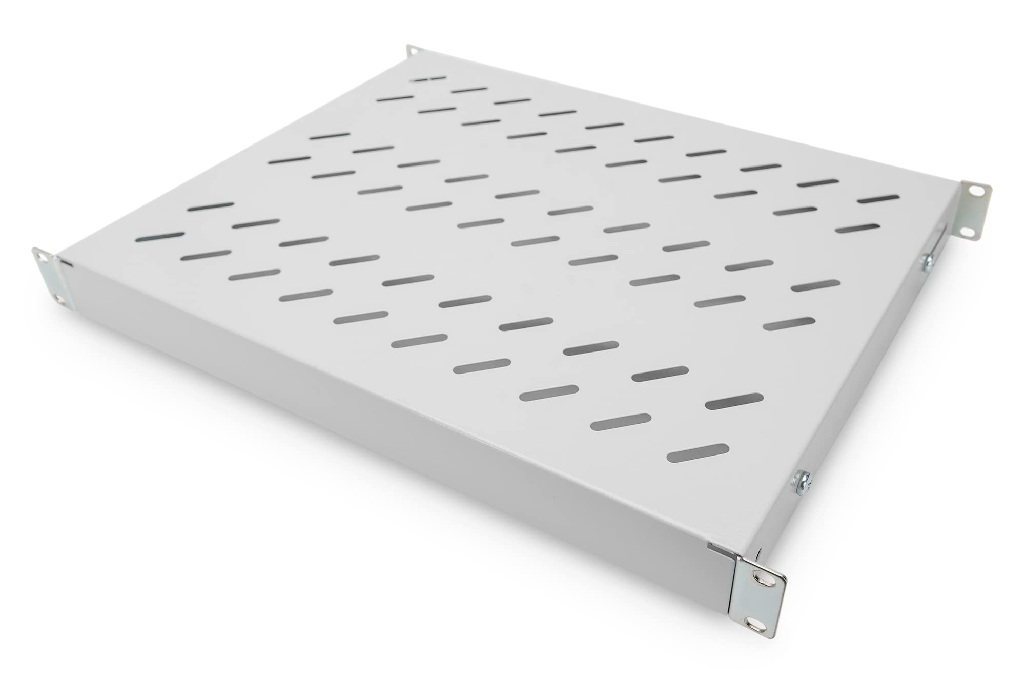 DIGITUS Shelf - Variable depth - For fixed installation - 19-inch - 1U - Load capacity 50 kg - For network and server cabinets - From 600 mm cabinet depth - Grey