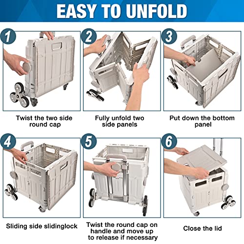 Northern Stone Faltbarer Einkaufstrolley Einkaufswagen Treppenklettern Stiefelwagen mit 360° drehbarem Rad und… – Bild 4