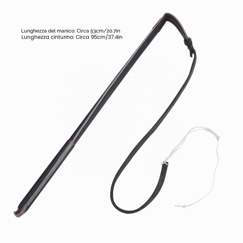 lyrlody Frustino per Addestramento del Cane, Frusta per Agitare per Cani Pipistrello in Pelle Bovina Artificiale, Frusta da Equitazione con Manico, Nero 95 cm