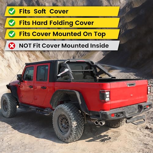 Image of MONOKING Roll Bar with Chase Rack Sport Bar for Mid-Size Truck, Adjustable 56 inch-67 inch Dual Tube with LED Brake Light for Tacoma, Gladiator JT, Frontier, Canyon, Colorado, Ranger