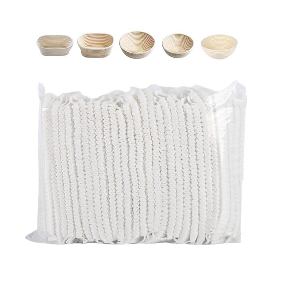 Banneton Liner, forro no tejido Banneton para masa antiadherente, 100 piezas de cubierta elástica para pan para levantar, suministros para hornear pan de masa madre, elástico hasta un máximo de 19