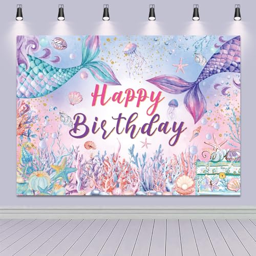 Fondo Fotográfico de Cumpleaños Sirena 5x3 pies miniatura 5