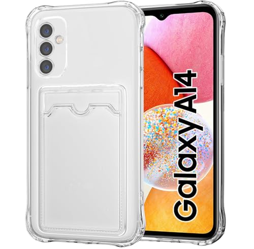 Orgsty Funda para Samsung Galaxy A14 5G / 4G, Carcasa Transparente con Ranura Tarjeta, [Protección de Cámara] Carcasa Silicona TPU Suave de Anti-Arañazos Antigolpes Anti-Amarillento, Transparente