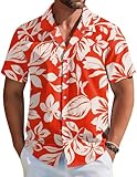 COOFANDY Mens Hawaiian Shirts Short Sleeve Summer Holiday Aloha Shirt Casual Floral Button Down Shirt