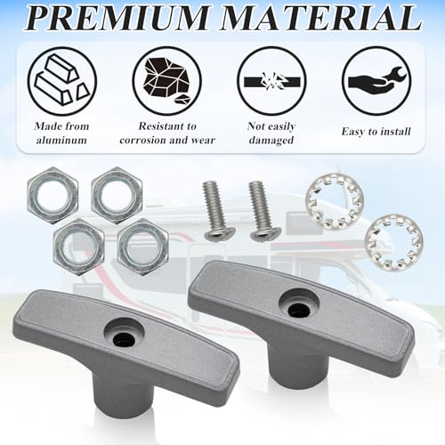 Image of 2 Pack RV Waste Valve Handle Replacement set for Waste Valve Extension Rod, Camper Sewer Tank Dump Release Valve RV Parts Tank Hose Handle with 4 Nuts 2 Screws 2 Gasket