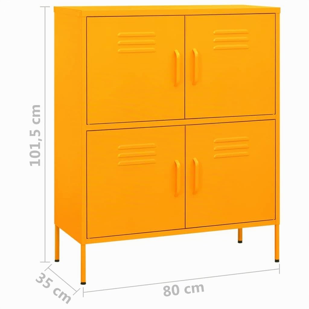vidaXL Armadietto Giallo Senape 80x35x101,5 cm in Acciaio
